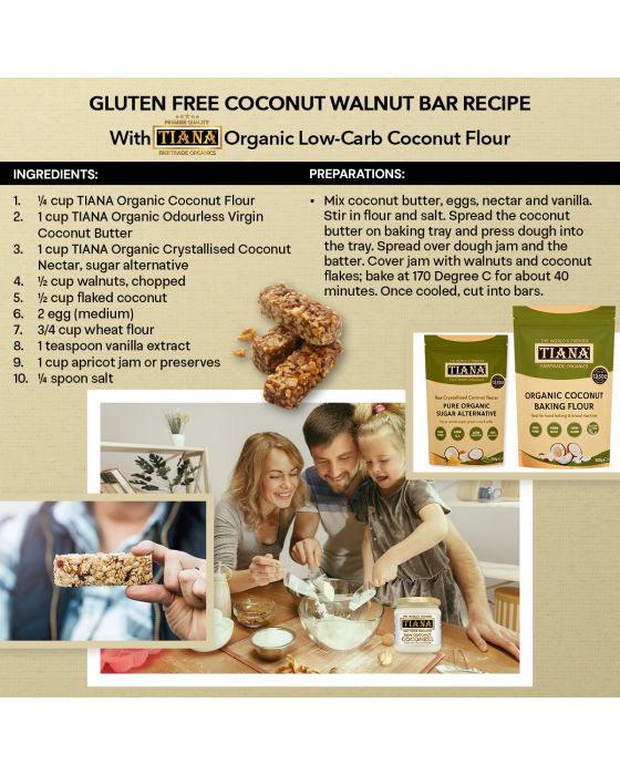 Coconut Walnut Bar Recipe with TIANA Organic Coconut Flour