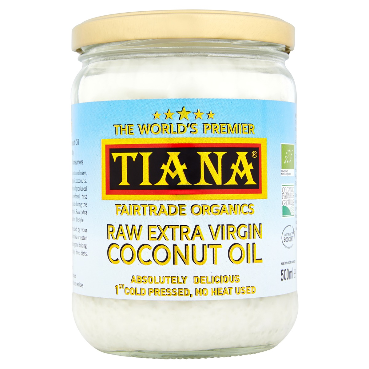 TIANA Fairtrade Organic Raw Extra Virgin Coconut Oil, UK No.1, 500ml