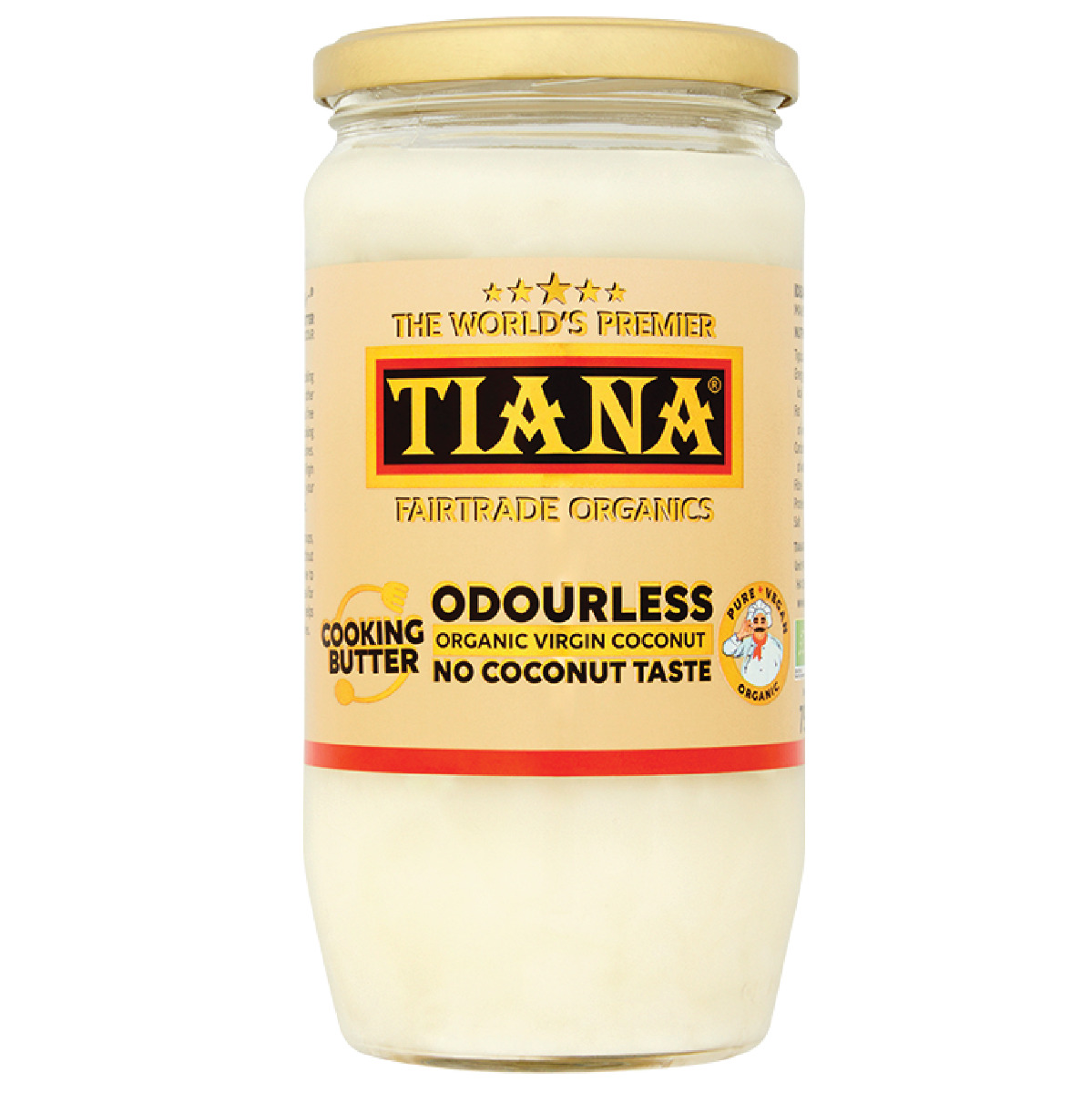 TIANA Fairtrade Organic Virgin Coconut Odourless Cooking Butter, 750ml